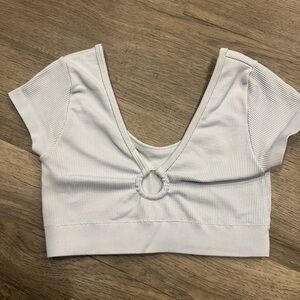 Aerie Light Blue Ribbed Crop Top